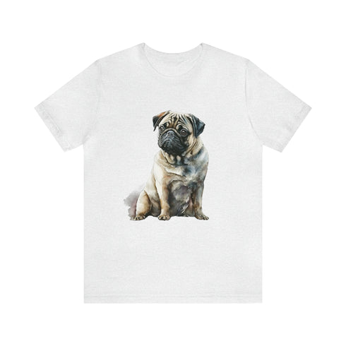 Loving Pug in Watercolor - Short Sleeve Tee Ash
